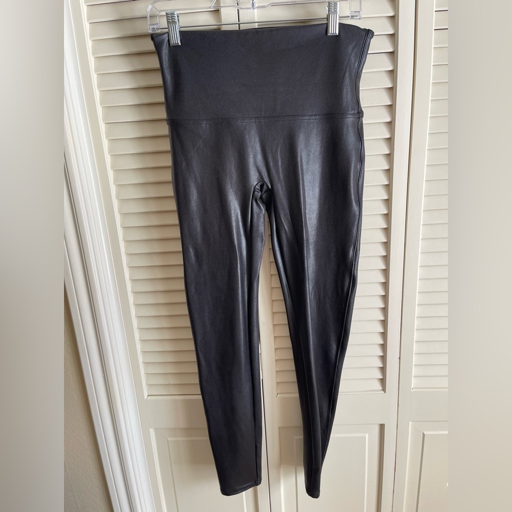 Spanx faux leather high-waisted leggings